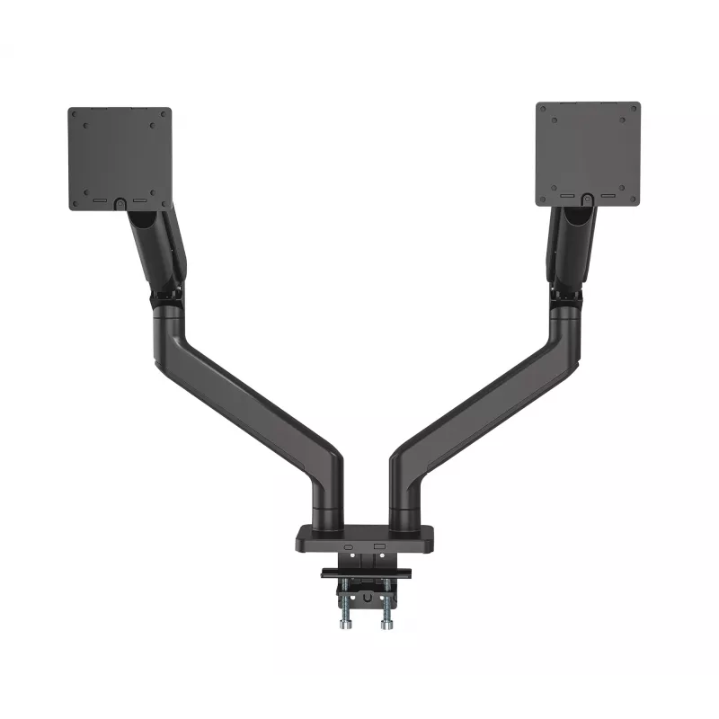 Soporte de escritorio Manhattan para TV y monitor, totalmente articulado, brazo de resorte, 2 pantallas, 13–45 inch, Negro