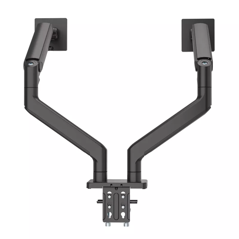 Soporte de escritorio Manhattan para TV y monitor, totalmente articulado, brazo de resorte, 2 pantallas, 13–45 inch, Negro