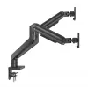 Soporte de escritorio Manhattan para TV y monitor, totalmente articulado, brazo de resorte, 2 pantallas, 13–45 inch, Negro