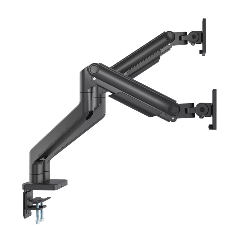 Soporte de escritorio Manhattan para TV y monitor, totalmente articulado, brazo de resorte, 2 pantallas, 13–45 inch, Negro