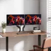 Soporte de escritorio Manhattan para TV y monitor, totalmente articulado, brazo de resorte, 2 pantallas, 13–45 inch, Negro