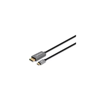 Cable Manhattan USB-C a DisplayPort 1.4, 8K@60Hz, 3 m, macho a macho, no bidireccional, Negro, tres años de garantía
