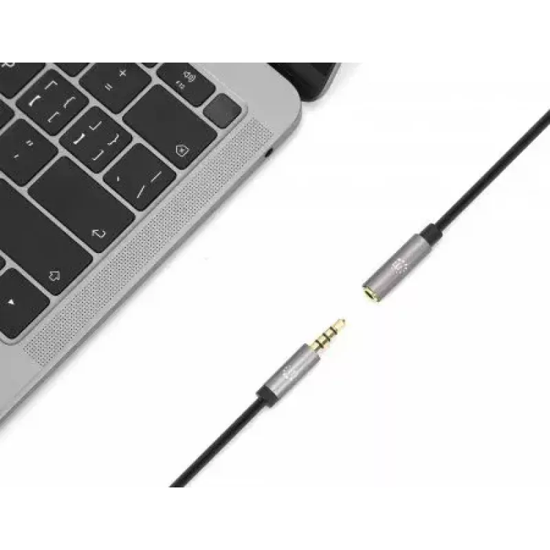 Cable alargador de 3,5 mm Manhattan 1 m macho/hembra diseño delgado Negro/Plata
