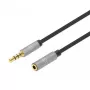 Cable alargador de 3,5 mm Manhattan 1 m macho/hembra diseño delgado Negro/Plata