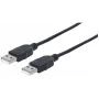Cable Manhattan USB-A a USB-A, 1 m, macho a macho, 480 Mbit/s (USB 2.0), Hi-Speed USB, Negro, garantía de por vida, compatible con USB2AA1M.