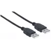 Cable Manhattan USB-A a USB-A, 1 m, macho a macho, 480 Mbit/s (USB 2.0), Hi-Speed USB, Negro, garantía de por vida, compatible con USB2AA1M.