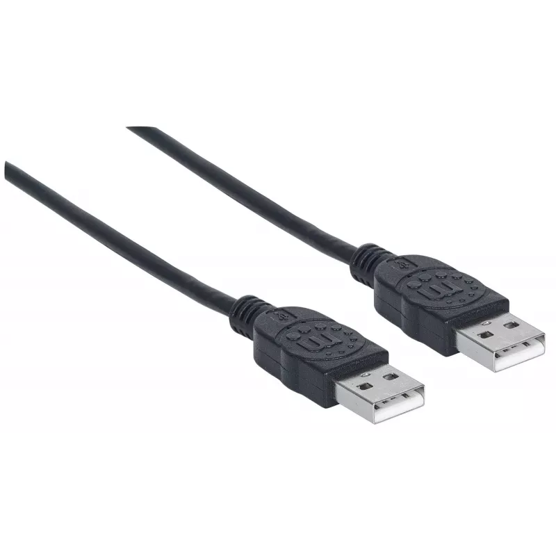 Cable Manhattan USB-A a USB-A, 1 m, macho a macho, 480 Mbit/s (USB 2.0), Hi-Speed USB, Negro, garantía de por vida, compatible con USB2AA1M.