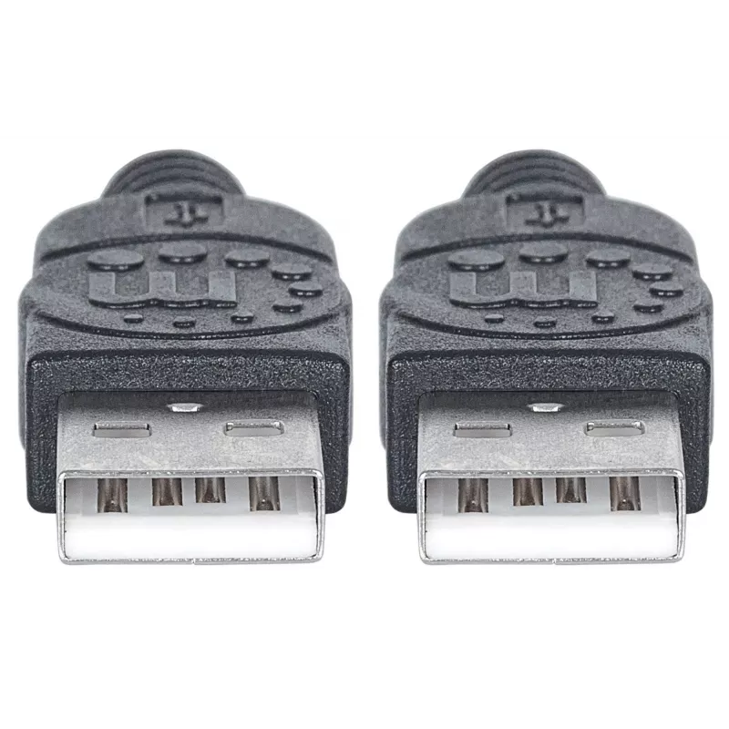 Cable Manhattan USB-A a USB-A, 1 m, macho a macho, 480 Mbit/s (USB 2.0), Hi-Speed USB, Negro, garantía de por vida, compatible con USB2AA1M.