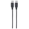 Cable Manhattan USB-A a USB-A, 1 m, macho a macho, 480 Mbit/s (USB 2.0), Hi-Speed USB, Negro, garantía de por vida, compatible con USB2AA1M.