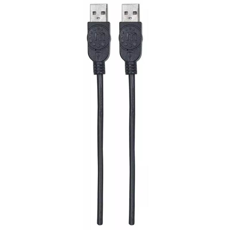 Cable Manhattan USB-A a USB-A, 1 m, macho a macho, 480 Mbit/s (USB 2.0), Hi-Speed USB, Negro, garantía de por vida, compatible con USB2AA1M.