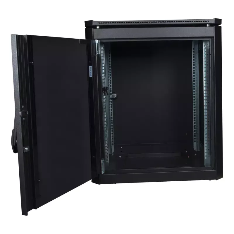 Rack autoportante Lanview RDL12U66BL — 12U, 600 kg, cerradura con llave, patas ajustables, gestión de cables, IP40, negro