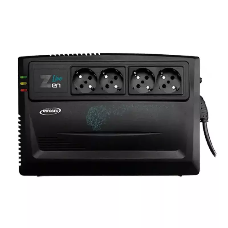 Sistema de alimentación ininterrumpida Infosec Zen Live 800 Line-Interactive 0,8 kVA (480 W) 4 salidas AC, batería de 12 V 7 Ah