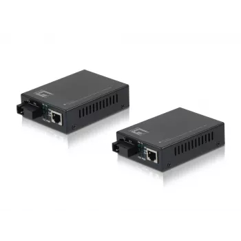 Convertidor de medios LevelOne RJ45 a SC BIDI Fast Ethernet, fibra monomodo, 20 km
