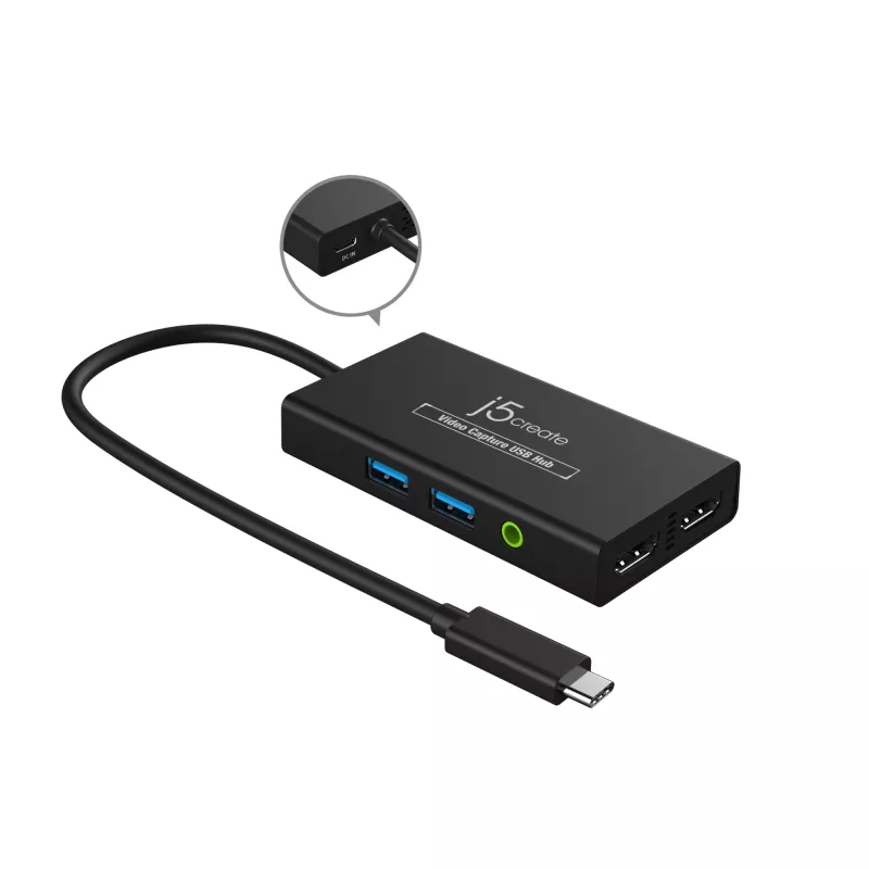 Hub USB capturadora de vídeo j5create JVA01-N 1920x1080 30Hz negro
