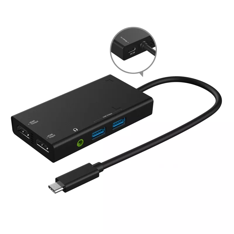 Hub USB capturadora de vídeo j5create JVA01-N 1920x1080 30Hz negro