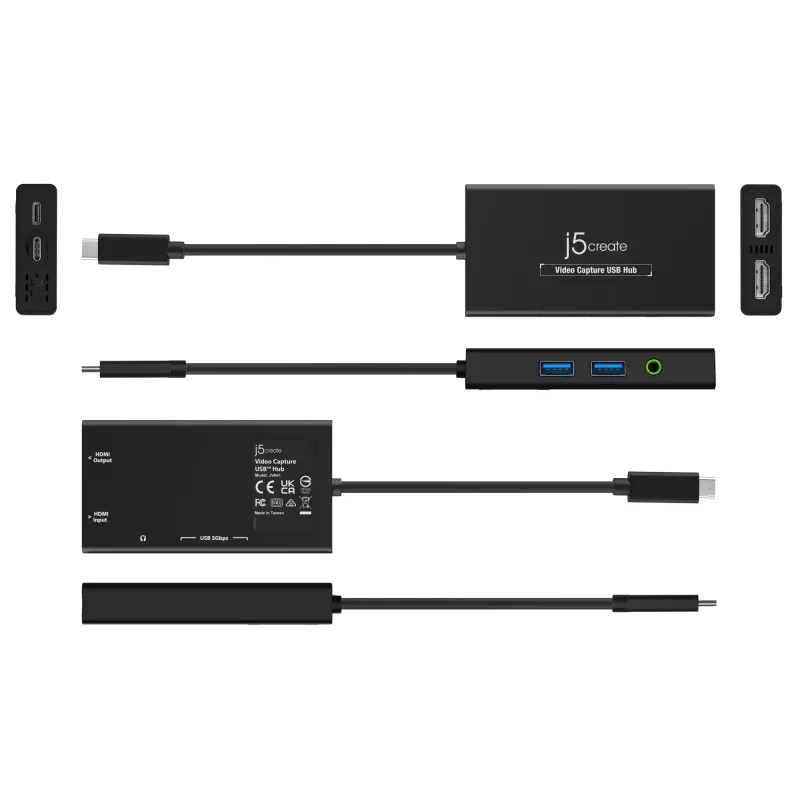 Hub USB capturadora de vídeo j5create JVA01-N 1920x1080 30Hz negro