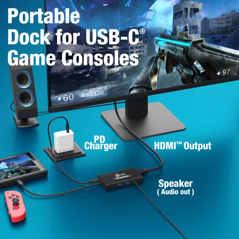Hub USB capturadora de vídeo j5create JVA01-N 1920x1080 30Hz negro