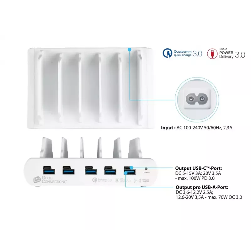 Estación de carga independiente Alcasa PCA-D006W Blanco 110W 100-240V