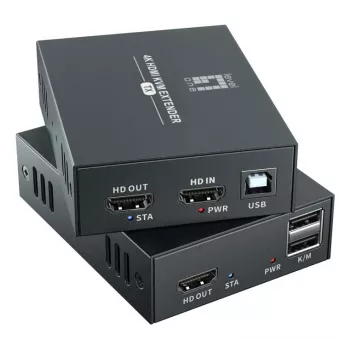 Kit de extensión AV (transmisor y receptor) LEVELONE HVE-8111, 3840x2160, Cat6, USB-A/USB-B, DC 12V (2 uds.)