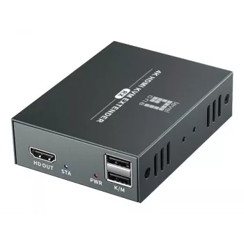 Kit de extensión AV (transmisor y receptor) LEVELONE HVE-8111, 3840x2160, Cat6, USB-A/USB-B, DC 12V (2 uds.)