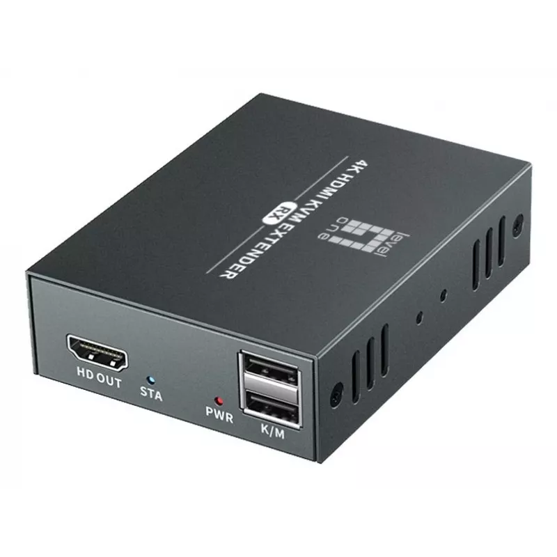 Kit de extensión AV (transmisor y receptor) LEVELONE HVE-8111, 3840x2160, Cat6, USB-A/USB-B, DC 12V (2 uds.)
