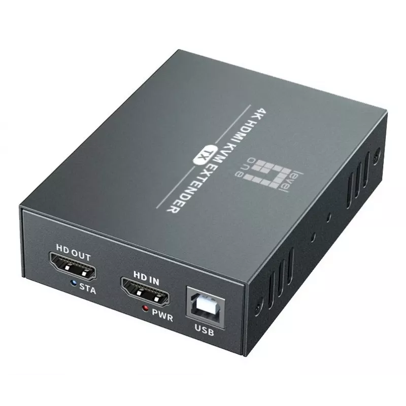 Kit de extensión AV (transmisor y receptor) LEVELONE HVE-8111, 3840x2160, Cat6, USB-A/USB-B, DC 12V (2 uds.)