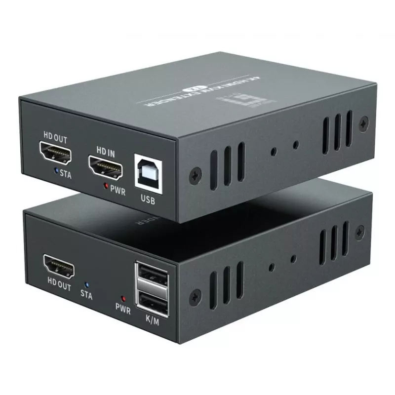 Kit de extensión AV (transmisor y receptor) LEVELONE HVE-8111, 3840x2160, Cat6, USB-A/USB-B, DC 12V (2 uds.)