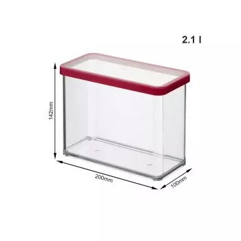 Recipiente de almacenamiento rotho LOFT 2,1 L rectangular transparente 100×200×142 mm, tecnopolímero