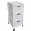 Estantería rotho Country armario estante de plástico con 3 cajones, blanco, 71,2×32,5×37,5 cm, tecnopolímero, ruedas
