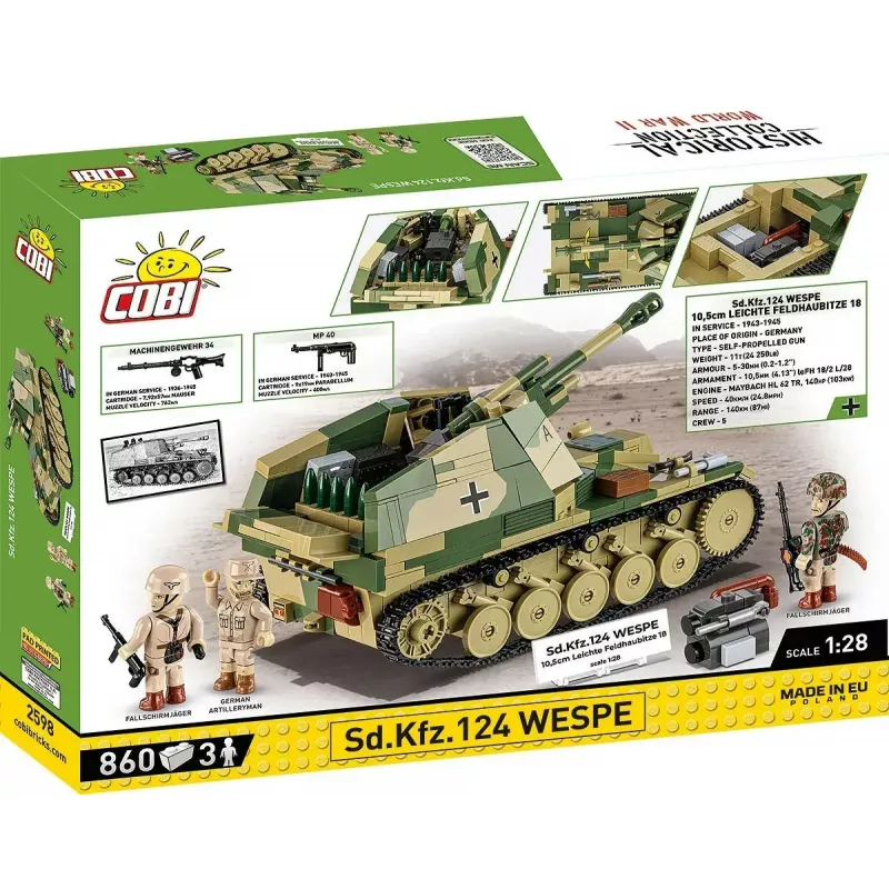 Cobi Blocks SD.KFZ.124 Wespe kit de modelismo, 860 bloques