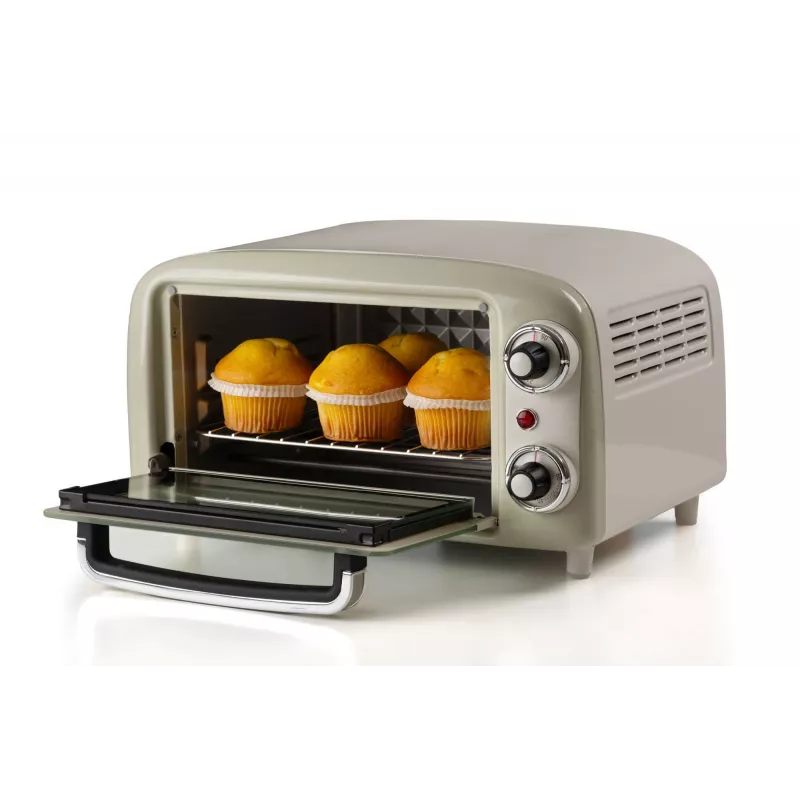 Ariete 3919 Mini horno eléctrico Vintage, 800 W, capacidad 10 l, doble cristal, retro, beige