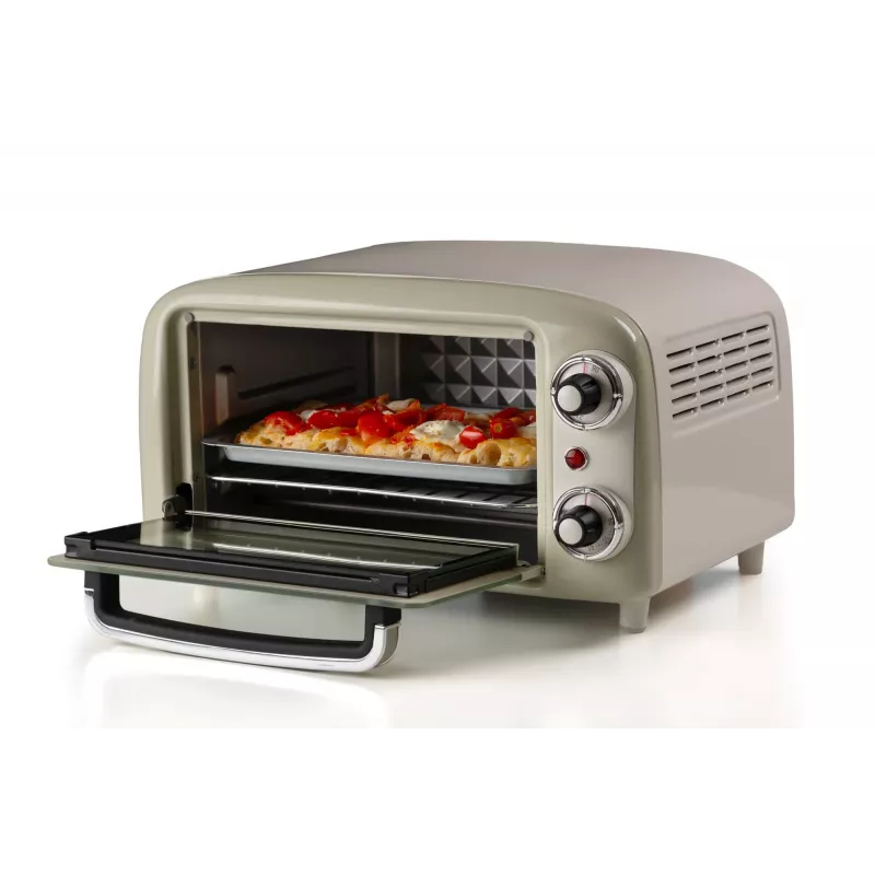 Ariete 3919 Mini horno eléctrico Vintage, 800 W, capacidad 10 l, doble cristal, retro, beige