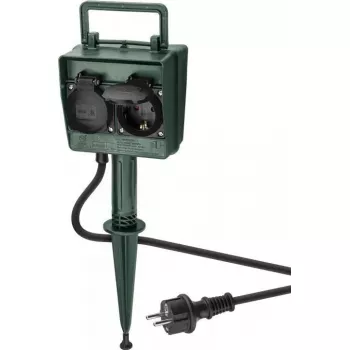 Alargador de corriente Goobay 55943 2m 2 tomas de corriente para exterior negro verde