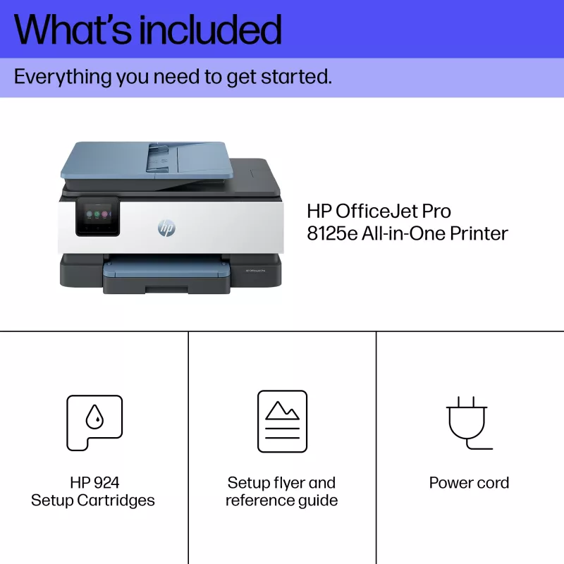HP OfficeJet Pro 8125e impresora inalámbrica todo en uno en color, Instant Ink; impresión a doble cara
