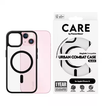 Funda PanzerGlass CARE by Flagship funda transparente Urban Combat negra MagSafe iPhone 15