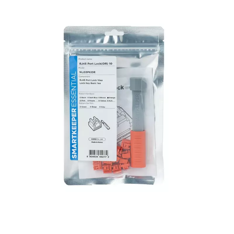 Bloqueador de puerto + llave Smartkeeper NL03PKOR RJ-45 Naranja 10 uds.