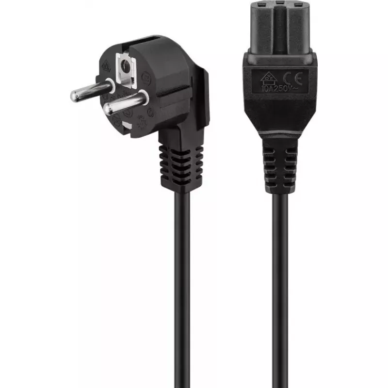 Goobay Cable de conexión en ángulo 2m negro conector de red tipo F conector hembra C15