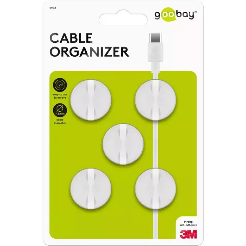 Sujetacables Goobay 95183 blanco 5 unidades universal