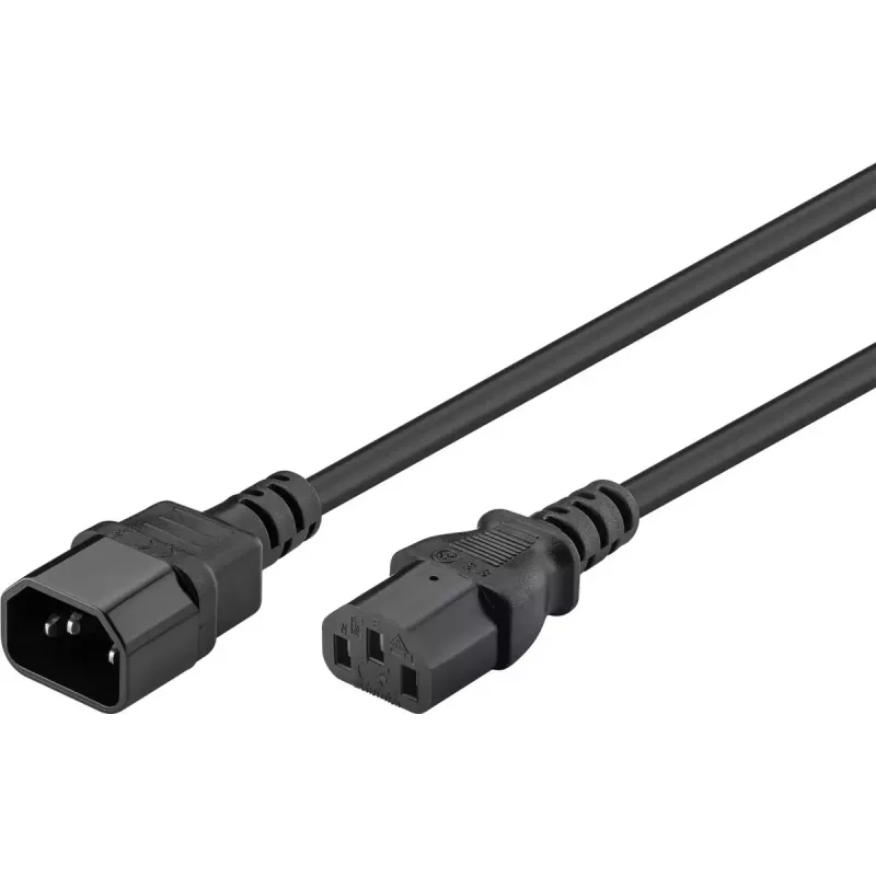 Cable alargador C13 conector hembra C14 conector macho 0,5 m negro Goobay