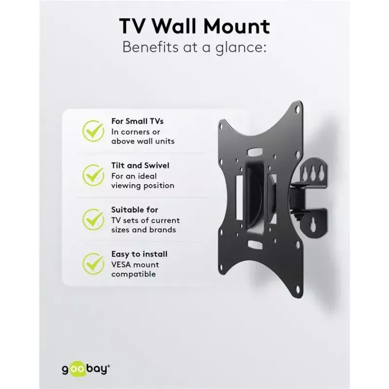 Goobay TV EasyFlex M Soporte de pared inclinable, negro (51893)