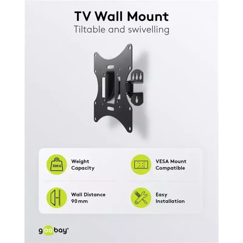 Goobay TV EasyFlex M Soporte de pared inclinable, negro (51893)