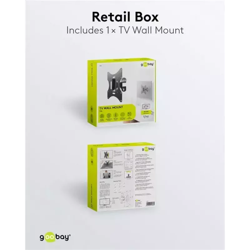 Goobay TV EasyFlex M Soporte de pared inclinable, negro (51893)