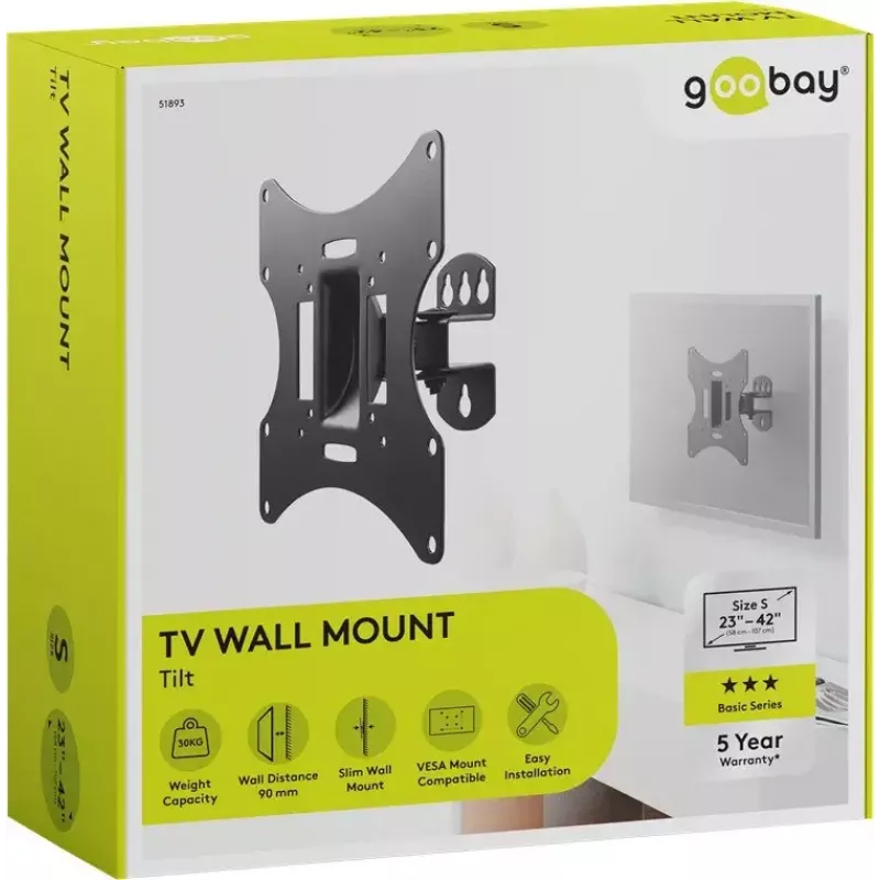 Goobay TV EasyFlex M Soporte de pared inclinable, negro (51893)