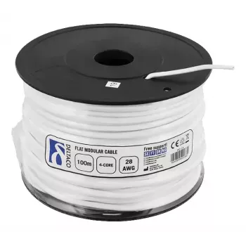 Cable de teléfono Deltaco MD-14 RJ11 100 m blanco