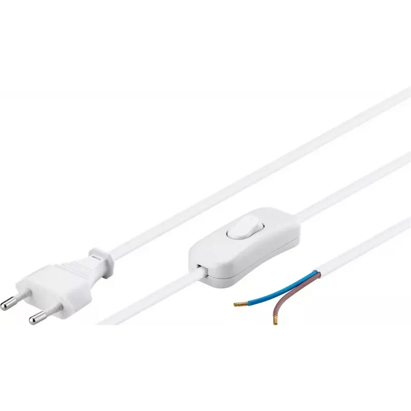 Cable Goobay con conector euro para montaje - con interruptor 1,5 m blanco