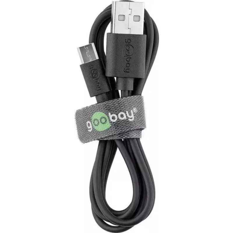 Cable de carga rápida y sincronización Goobay Micro-USB 1 m USB 2.0 negro