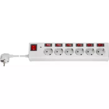 Regleta de enchufes Goobay de 6 tomas con protección contra sobretensiones e interruptor 1,5 m 6 salidas AC