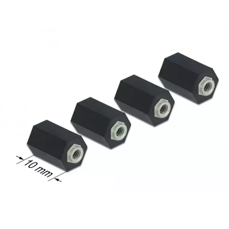 Separador hexagonal M2,5 hembra 10 mm negro 4 uds. DeLOCK 60243