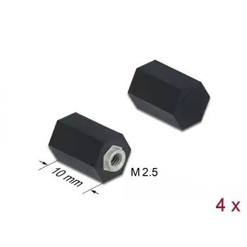 Separador hexagonal M2,5 hembra 10 mm negro 4 uds. DeLOCK 60243