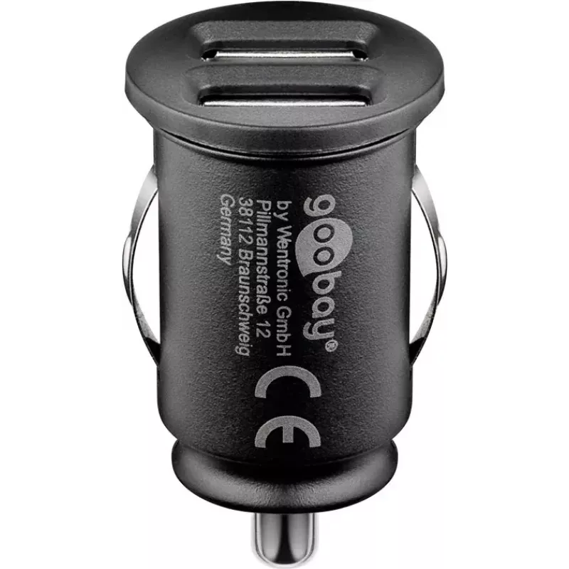 Adaptador de coche USB dual Goobay 24 W negro carga rápida protección contra sobrecorriente